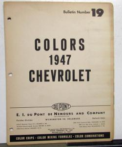 1947 Chevrolet Paint Chips By DuPont Color Bulletin No 19 REVISED 5/16/49