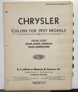 1937 Chrysler Paint Chips DuPont Bulletin No 7 REVISED 5/15/38