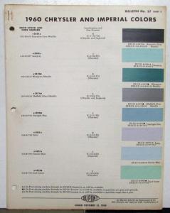 1960 Chrysler Imperial Paint Chips DuPont Bulletin No 27 Original