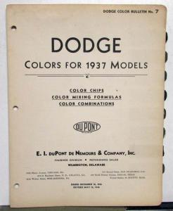 1937 Dodge DuPont Automotive Paint Chip Colors Bulletin No 7 REVISED 5/15/38
