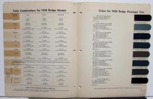 1937 Dodge DuPont Automotive Paint Chip Colors Bulletin No 8 REVISED 12/15/38