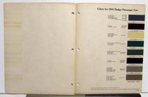 1941 Dodge DuPont Automotive Paint Chip Colors Bulletin No 11 REVISED 6/46