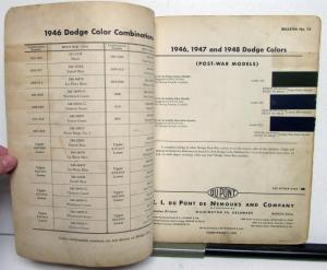 1946 Dodge DuPont Automotive Paint Chip Colors Bulletin No 13 Original