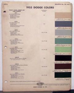 1953 Dodge DuPont Automotive Paint Chip Colors Bulletin No 20 Original