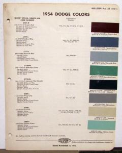 1954 Dodge DuPont Automotive Paint Chip Colors Bulletin No 21 Original