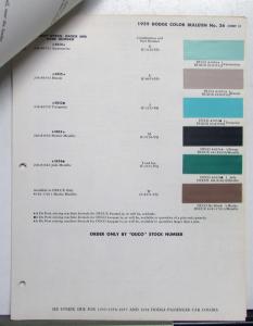 1959 Dodge Trucks DuPont Automotive Paint Chip Colors Bulletin No 26 Original