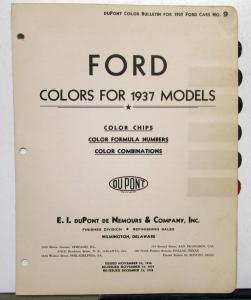 1937 Ford DuPont Automotive Paint Chip Colors Bulletin No 9 REVISED 12/15/38