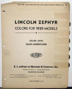 1939 Lincoln Zephyr DuPont Automotive Paint Chips Bulletin No 4 Original