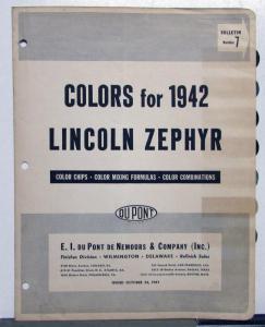 1942 Lincoln Zephyr DuPont Automotive Paint Chips Bulletin No 7 Original