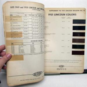 1951 Lincoln DuPont Automotive Paint Chips Bulletin No 12 REVISED 5/20/53