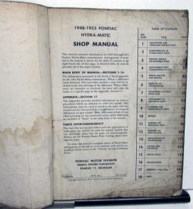 1948-1953 Pontiac Dealer Hydra-Matic Transmission Service Shop Repair Manual