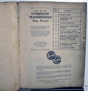 1948 1949 1950 Buick Dealer Dynaflow Transmission Service Shop Repair Manual