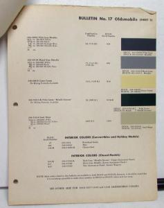 1950 Oldsmobile DuPont Automotive Paint Chips Bulletin REVISED 9/1/50