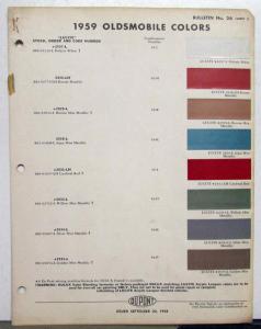 1959 Oldsmobile DuPont Automotive Paint Chips Bulletin No 26 Original