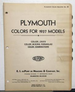 1937 Plymouth DuPont Automotive Paint Chips Bulletin #8 REVISED 2/1/38