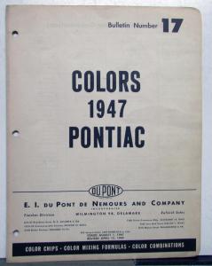 1947 Pontiac DuPont Automotive Paint Chips Bulletin #17 REVISED 4/15/49