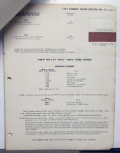 1956 Pontiac DuPont Automotive Paint Chips Bulletin #26 Original