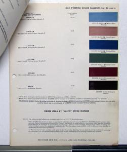1960 Pontiac DuPont Automotive Paint Chips Bulletin #30 Original