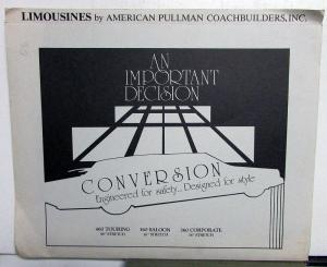 1985 American Pullman Coachbuilders Lincoln Limousine Conversions Sales Set
