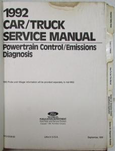 1992 Ford Powertrain Control Emissions Diagnosis Service Manual Car-Truck