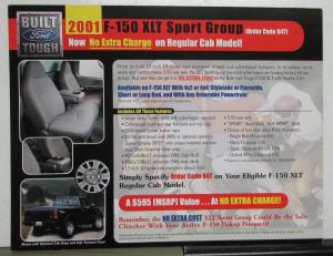 2001 Ford F 150 XLT Regular Cab Truck Sport Group Features Sales Sheet