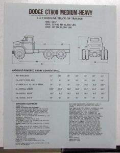 1974 Dodge CT800 Medium Heavy 6X4 Gasoline Truck Tractor Sales Sheet