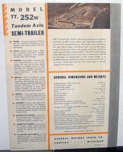 1935 GMC TT 252W Semi Trailer Dealer Sales Data Sheet Original