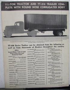 1937 GMC TT 218 Semi Trailer Dealer Sales Brochure Original TT-218H
