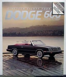 1984 Dodge 600 ES Turbo Convertible Pricing Interior Exterior Sales Tri-Folder