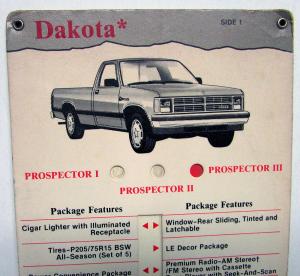 1989 Dodge Truck Dealer Dakota & Ram Pickup Prospector Package Pocket Features