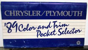 1989 Chrysler Plymouth Dealer Salesmen Color & Trim Pocket Selector Paint Fabric
