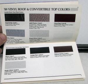 1989 Chrysler Plymouth Dealer Salesmen Color & Trim Pocket Selector Paint Fabric
