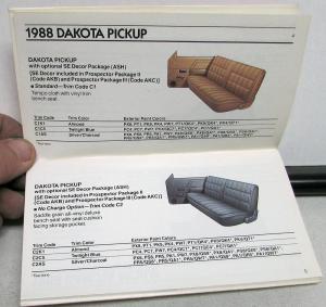 1988 Dodge Truck Dealer Salesmen Color & Trim Pocket Selector Paint Fabric
