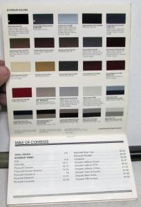1987 Chrysler Plymouth Dealer Salesmen Color & Trim Pocket Selector Paint Fabric