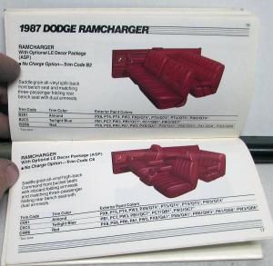 1987 Dodge Truck Dealer Salesmen Color & Trim Pocket Selector Paint Fabric
