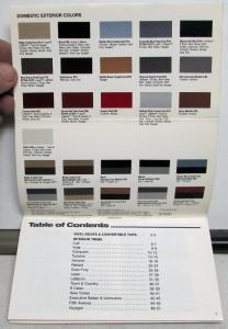 1984 Chrysler Plymouth Dealer Salesmen Color & Trim Pocket Selector Paint Fabric
