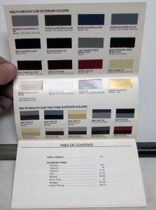 1982 Plymouth Dealer Salesmen Color & Trim Pocket Selector Paint Fabric