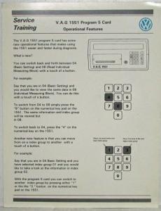 VW VAG 1551 Scan Tool Program 5 Card Operational Features Service Training