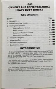 1985 GMC Heavy Duty Truck Owners and Drivers Manual