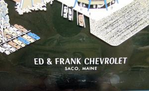 1960s ? Ed & Frank Chevrolet Saco Maine Glass Ash Tray Vintage GM Dealer Orig