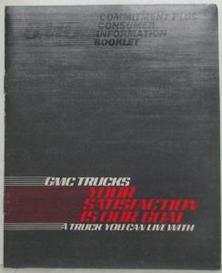 1985 GMC Trucks Commitment Plus Consumer Information Booklet
