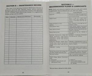 1986 GMC Light Duty Truck Maintenance Schedule Booklet