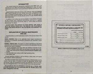 1986 GMC Heavy Duty Truck Maintenance Schedule Booklet