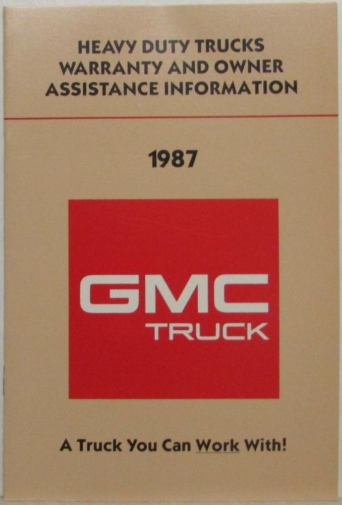 1987 GMC Heavy Duty Models Warranty and Owner Assistance Information