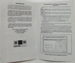 1987 GMC Heavy Duty Truck Maintenance Schedule Booklet