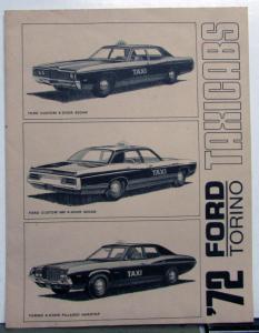 1972 Ford Torino Custom Taxicabs Standard Packages Specs Sales Folder