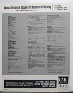 1966 GMC Fire Fighting Trucks Cab Chassis Specifications Sales Sheet