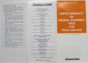 1986 Bridgestone Limited Warranty Original Equipment Tires Truck/Bus Brochure