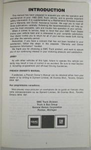 1989 GMC S-15 Truck Owners Manual
