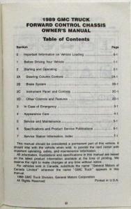 1989 GMC Truck Forward Control Owners Manual